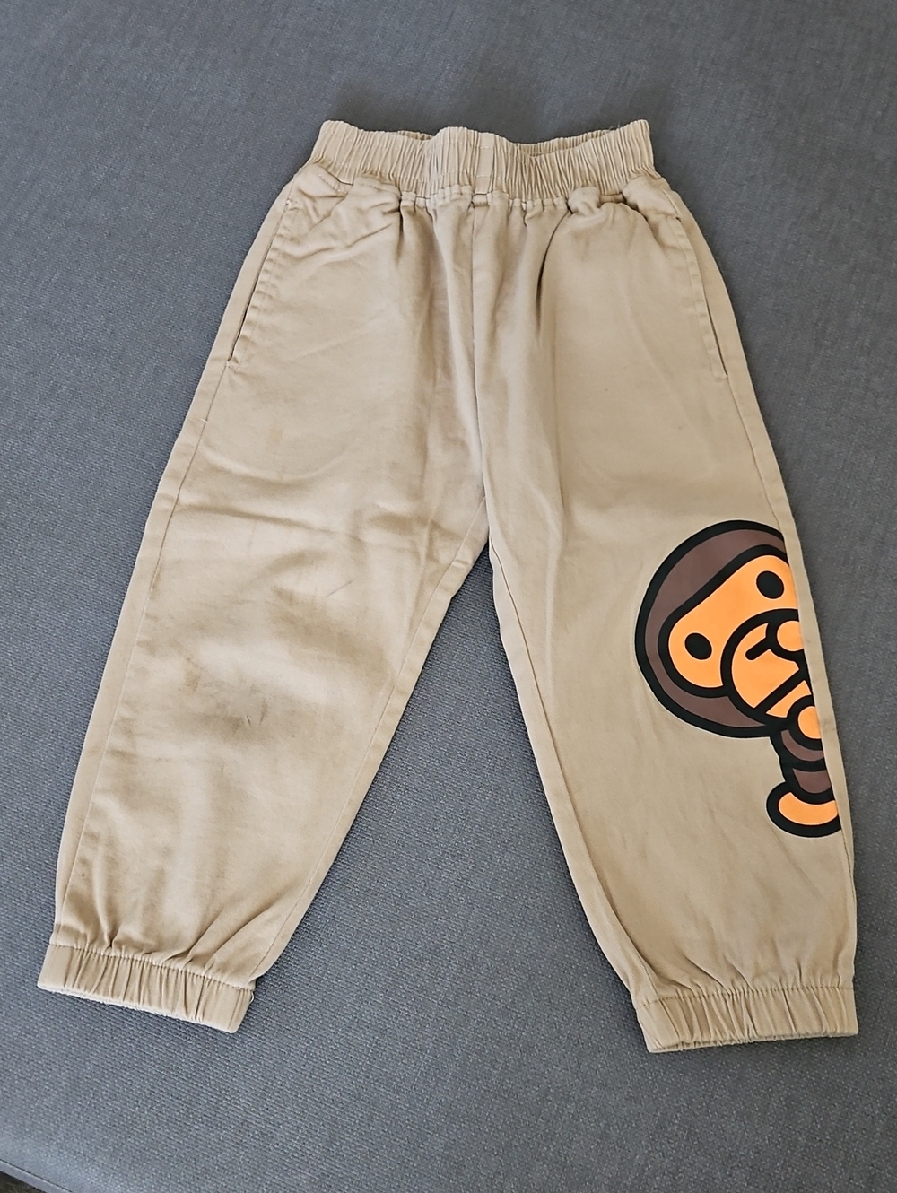 Bape Kids Beige Logo Sweatpants